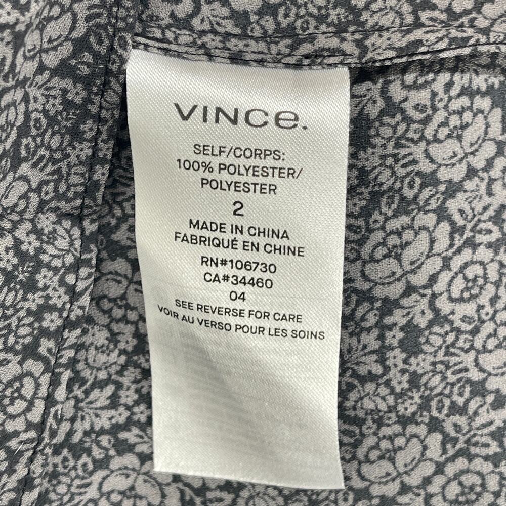 VINCE Skirt 2 XS Drape Accordion Pleated Floral Swing Midi Side Zip Gray - Picture 7 of 11